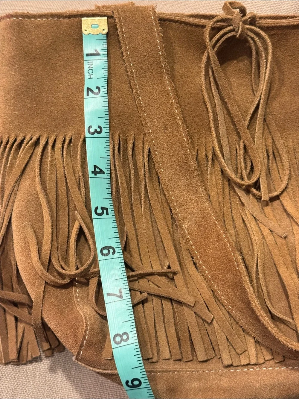 Vintage The Limited Suede Fringe Shoulder Bag Tan Camel Boho Western Tote